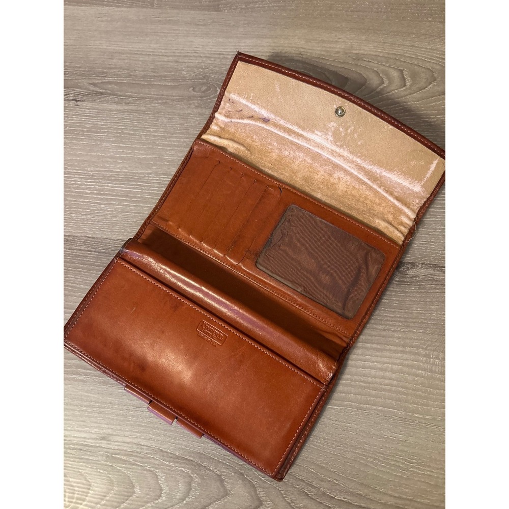 Vintage Dooney & Bourke All Weather Leather Trifold Kiss Lock Wallet Old Money - Picture 5 of 9